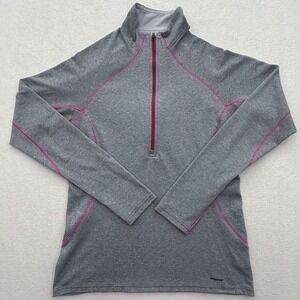 Patagonia Capilene 3 Women's M Midweight Gray Pink Trim Quarter Zip Pullover